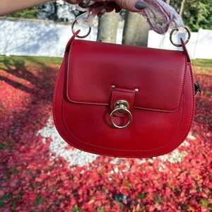 Badgley Mischka Red Saddle Purse - Vegan Leather